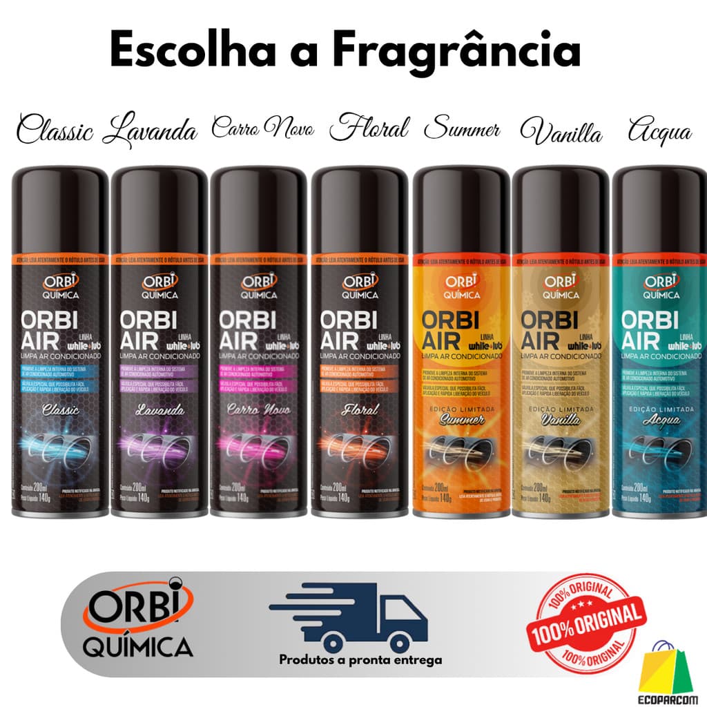 Limpa Ar Condicionado Orbi Air Granada Higieniza Dutos Filtros Carro Floral Classic Lavanda Novo