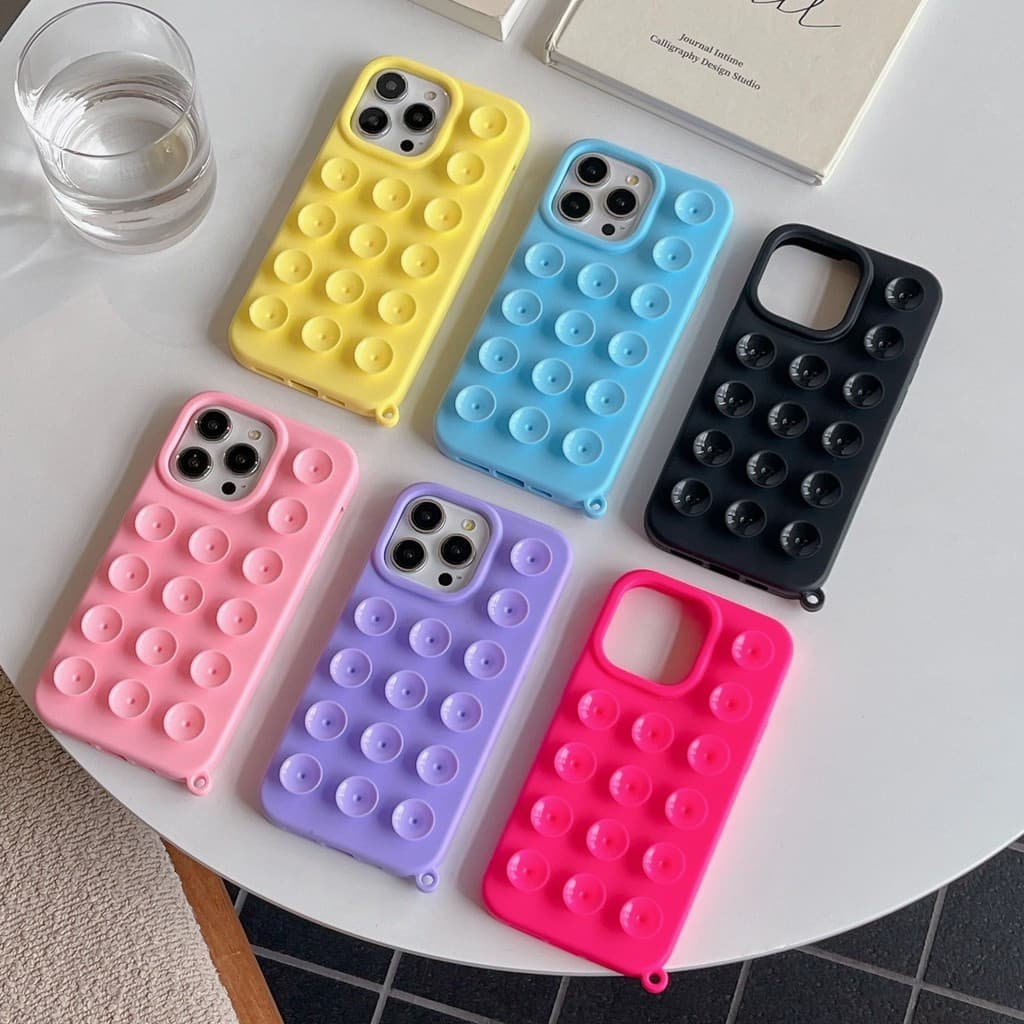 Capa Capinha Ventosa Silicone IPhone 11 12 13 14 15 16 Normal e Pro Max