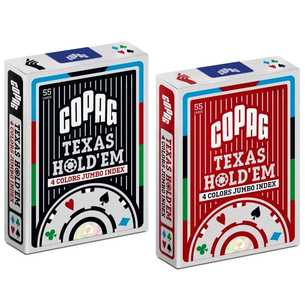 BARALHO DE POKER TEXAS HOLD'EM 4 CORES JUMBO INDEX COPAG 55 CARTAS 100% PLÁSTICO NAIPE GRANDE SIZE