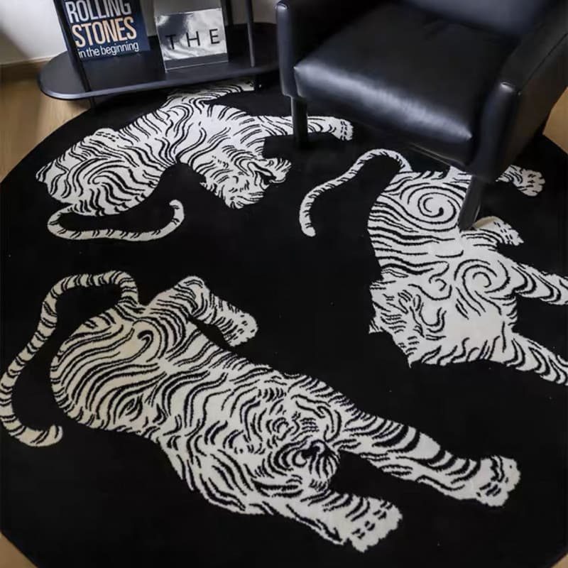 Tapete redondo luz francesa luxo preto branco elegante cadeira única vestiário cobertor de cabeceira quarto crianças áre