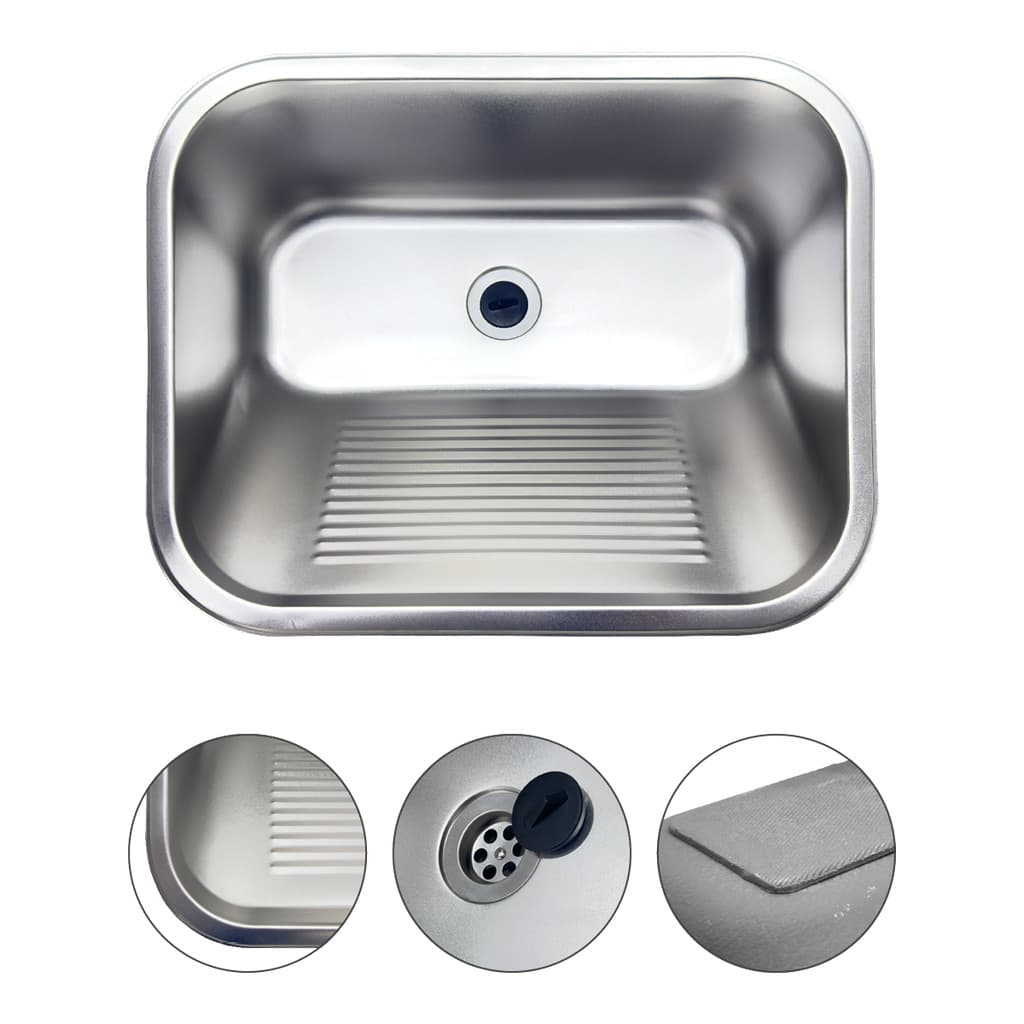 Tanque Lavanderia 55X45 Com Válvula Aço Inox 201