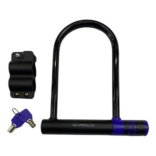 Trava Em U Cadeado Moto E Bike Aço Reforçado 17X24.5cm Com 2 Chaves Canhão Evolo Preto