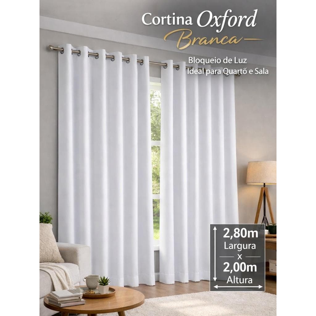 Cortina Oxford Premium Corta Luz Sala Quarto Escritorio 190x200cm