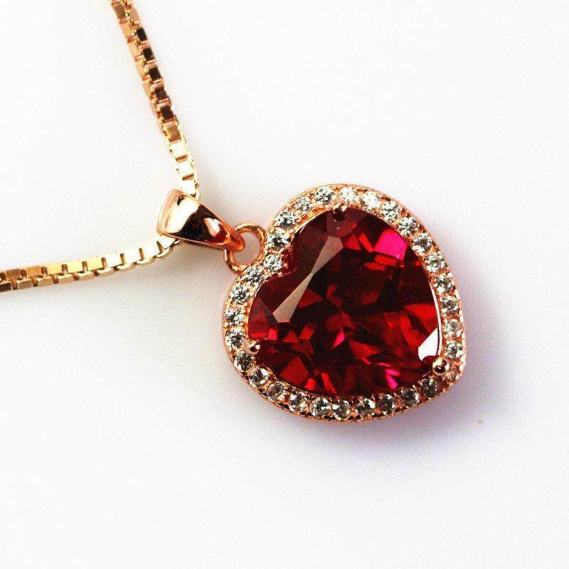 Coração colar pingente vermelho feminino rosa ouro incrustado pingente acessórios jóias presente de aniversário tendênci