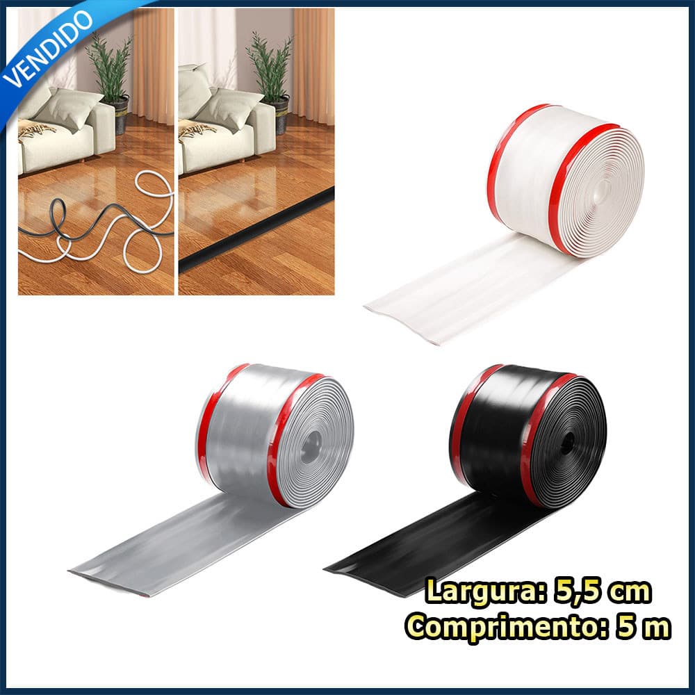 5,5cm 5m Proteção para cabos de piso organizador de cabos autoadesivo protetor de cabos em PVC capa protetora para cabos