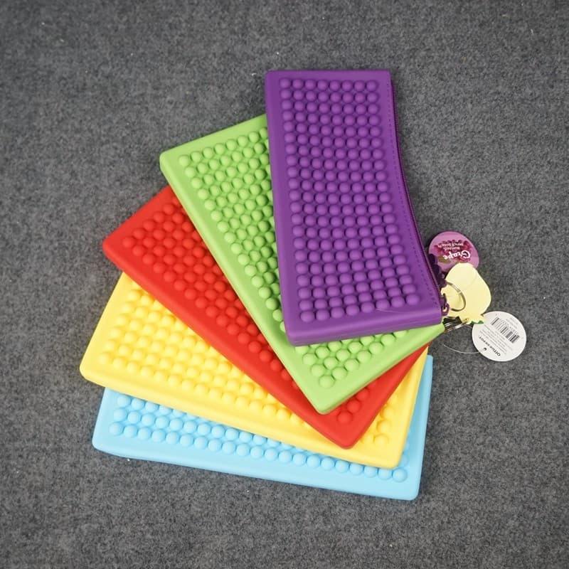EA4 fruta fragrância Silicone lápis caso saco cosmético simples japonês bolinhas cor sólida saco de papelaria grande cap