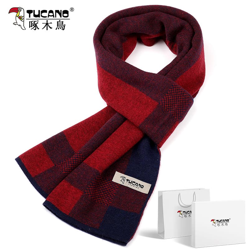 Woodpecker cachecol masculino lã de inverno engrossado quente vermelho cachecol novo estilo Benming presente de aniversá
