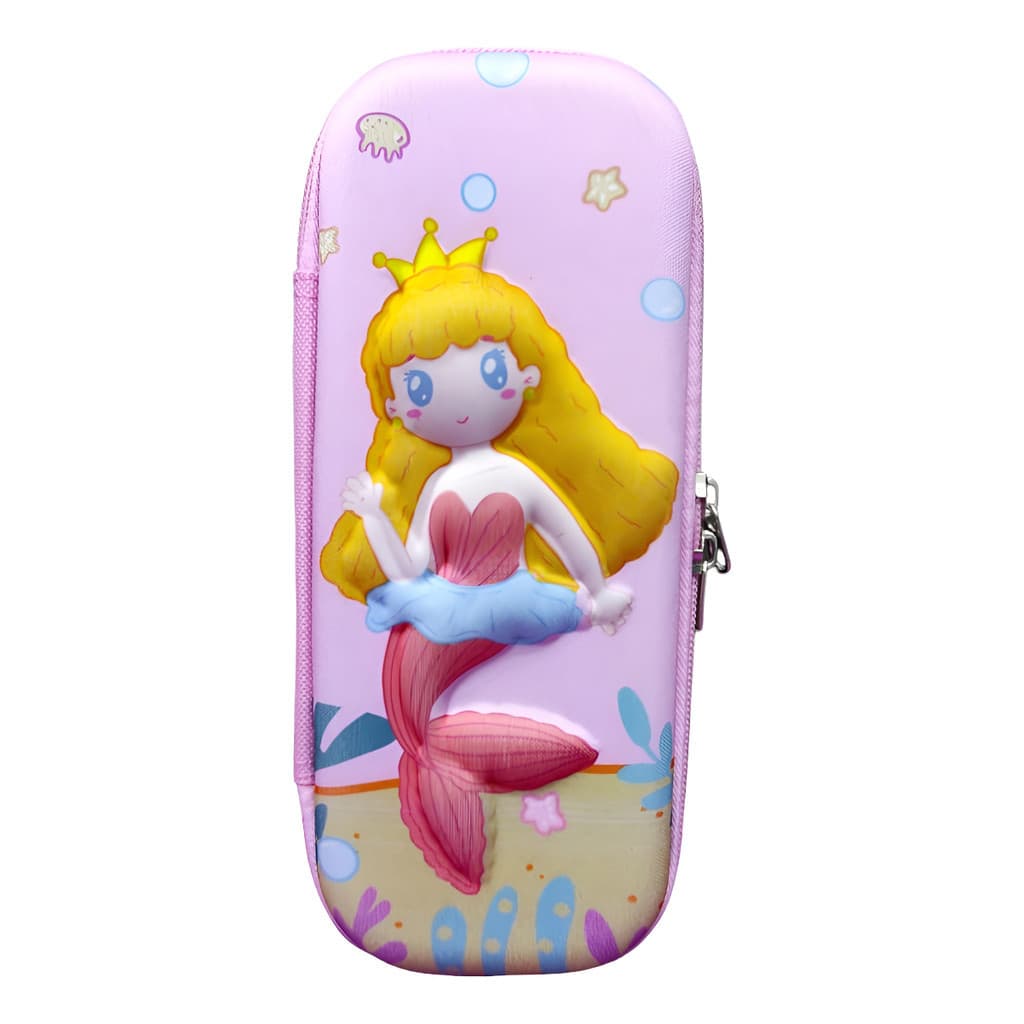 Estojo Escolar Infantil Sereia Rosa – Efeito 3D em PVC Resistente