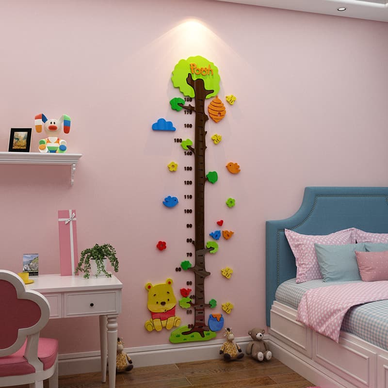 Desenhos animados 3d tridimensional altura adesivo de parede quarto medição crianças altura régua decoração da parede qu