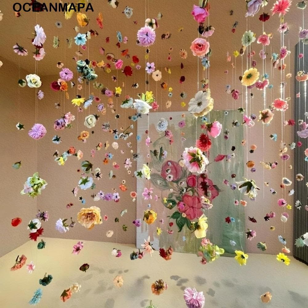 Cortina De Flores Flutuantes Artificiais OCEANMAPA , De Seda Com Simuladas Românticas , Cenário