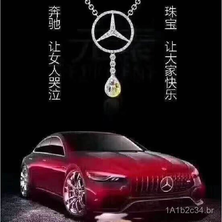 Colar com pingente em forma de gota d'água com diamante, em prata 999, da fabricante direta Mercedes-Benz, design elegan