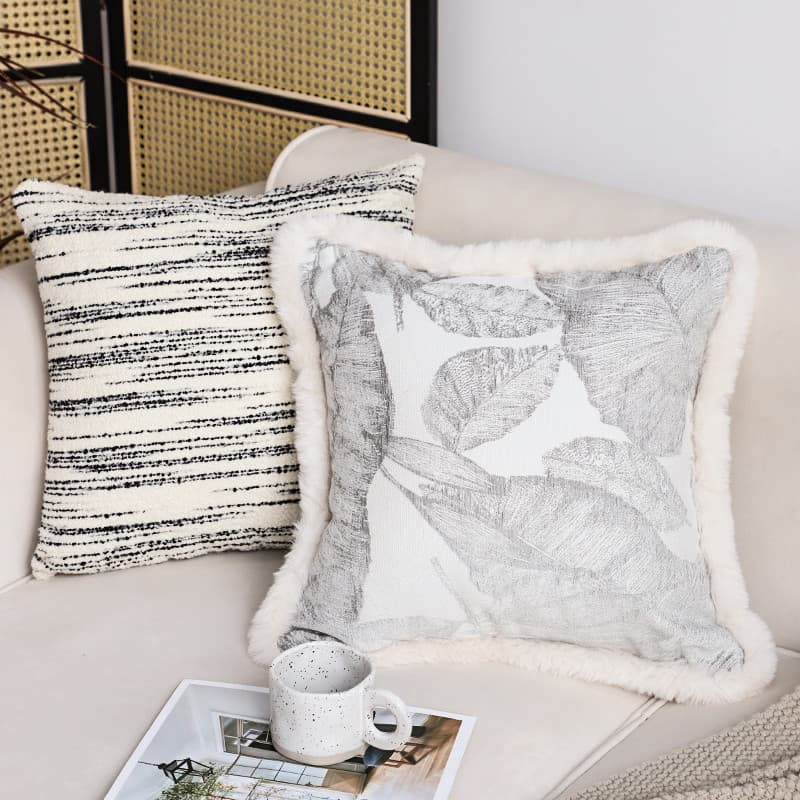 Estilo silencioso Jacquard folha fronha luz luxo Retro pelúcia apoio lombar sala de estar sofá almofada lombar travessei