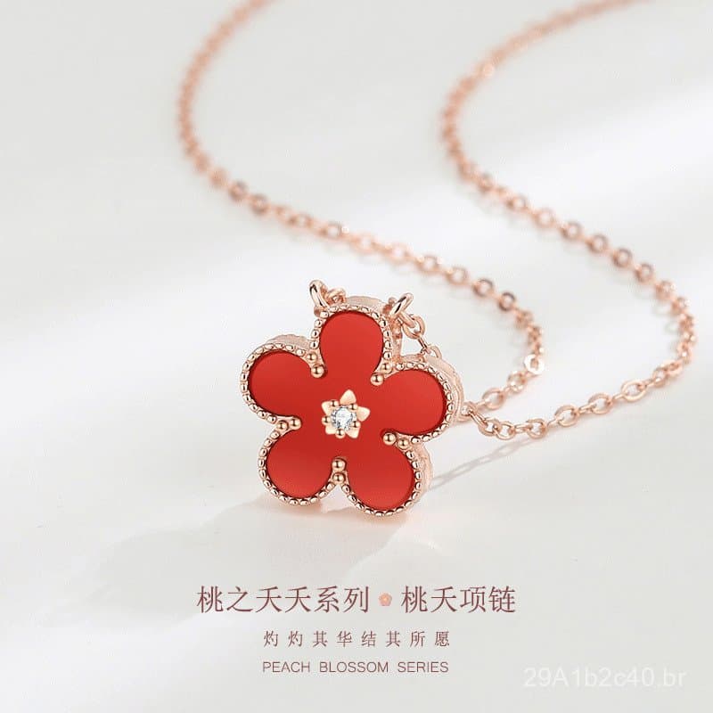 Colar original de cinco pétalas para mulheres, em prata pura, estilo florestal, fresco e delicado, corrente de clavícula