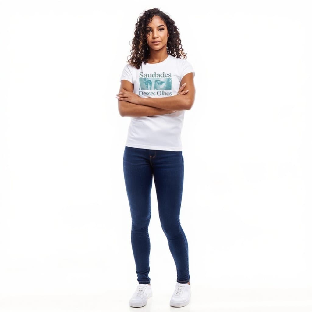 Camiseta Saudade Desses Olhos Estampa Moderna Casual Confortável Estilo Urbano Tendência de Algodão Premium