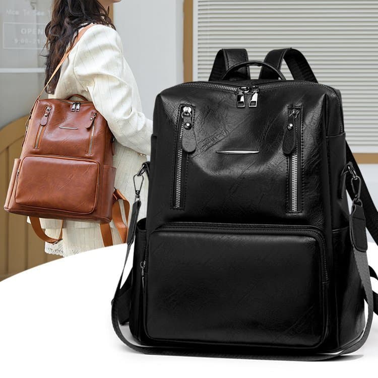 Bolsa mochila Portátil de PU da moda feminina à prova d'água para diaria(2237)