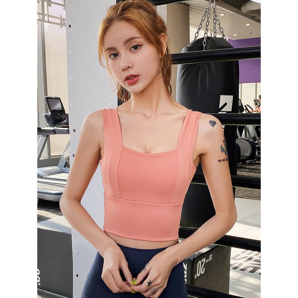 Roupa íntima esportiva de alta intensidade feminina recebendo seios laterais à prova de choque Yoga corrida Fitness reun