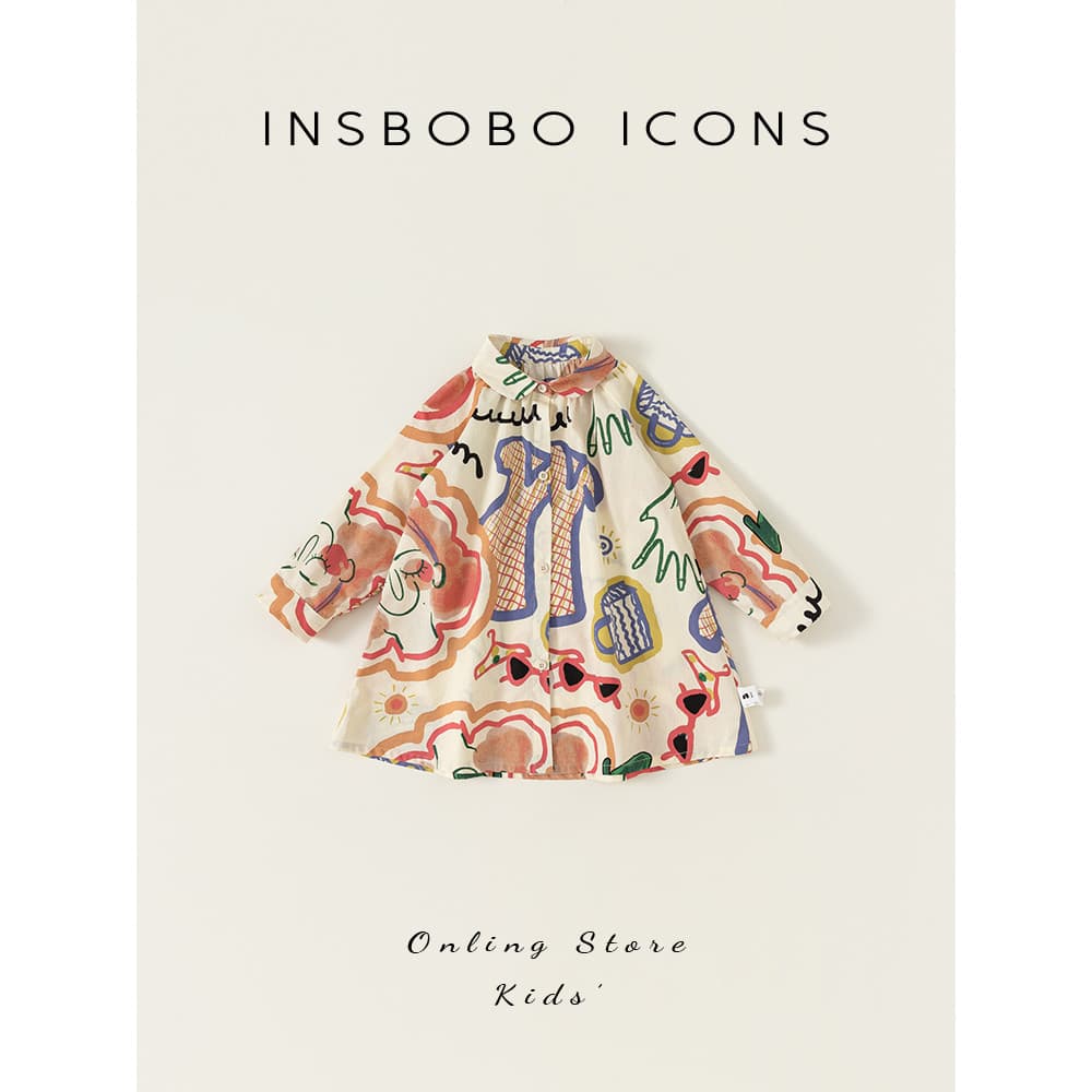 INSbobo meninas vestido 2026 primavera novo estilo bebê menina vestido de princesa estilo ocidental primavera outono rou