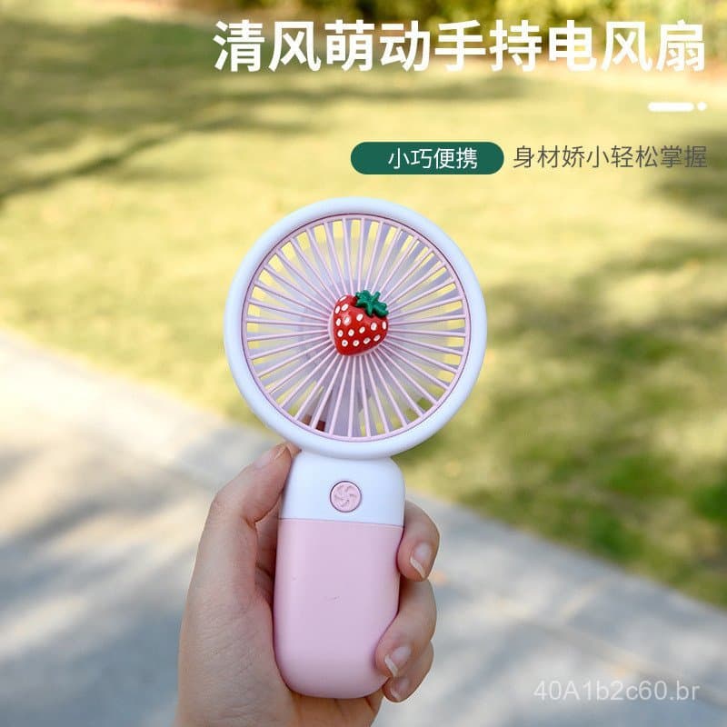 Novo e fofo mini ventilador portátil com estampa floral para meninas, portátil para passeios de verão, refrescante e rec