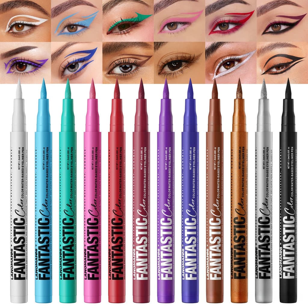Delineador Líquido De 12 Cores Branco , Borgonha , Dourado , Roxo , Marrom , Azul , Preto , Cinza Ferro , Único Fosco ,