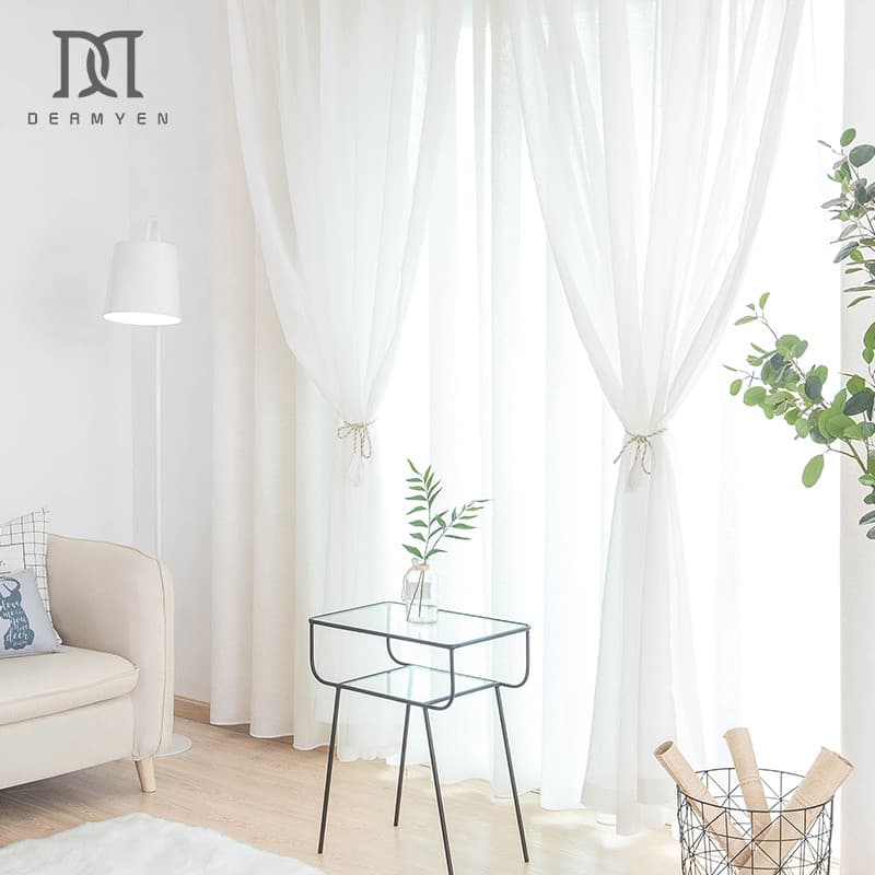 Cortinas nórdicas simples, cortinas de gaze, varanda, quarto, sala de estar, janela saliente, estilo japonês, fresco, Se