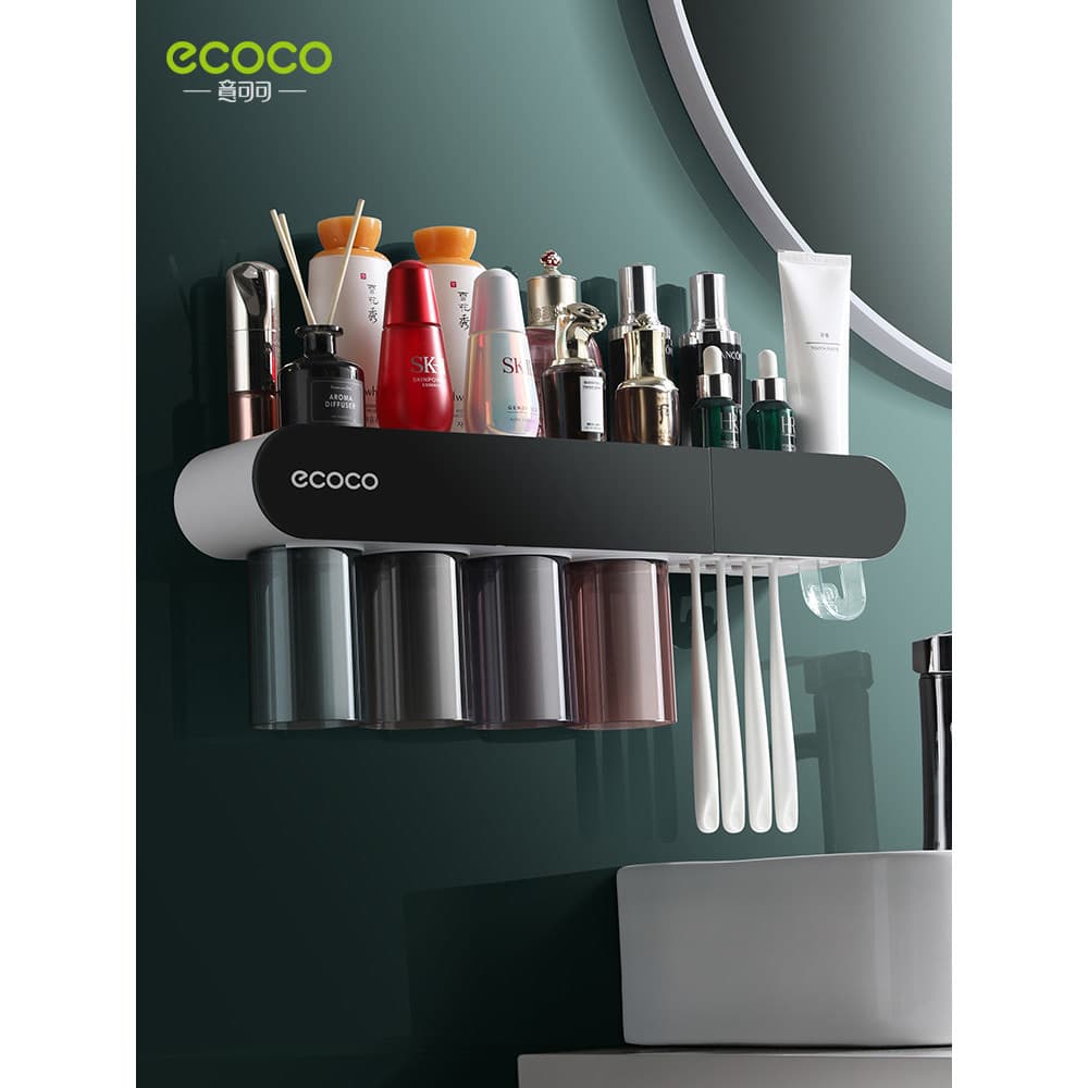 Rack de escova de dentes montado na parede família bucal copo rack de copo de dente elétrico sem perfuração conjunto de