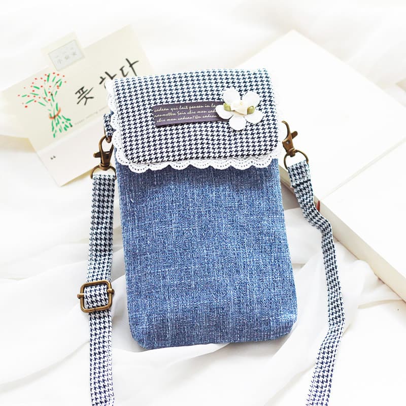 Novo saco do telefone móvel feminino Cross-corpo 2025 verão simples tecido All-Match Mini bolsa de moedas pequeno saco p