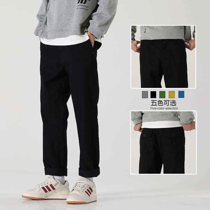 Outono primavera calças casuais masculinas macacão solto americano Retro calças masculinas juventude puro algodão calças