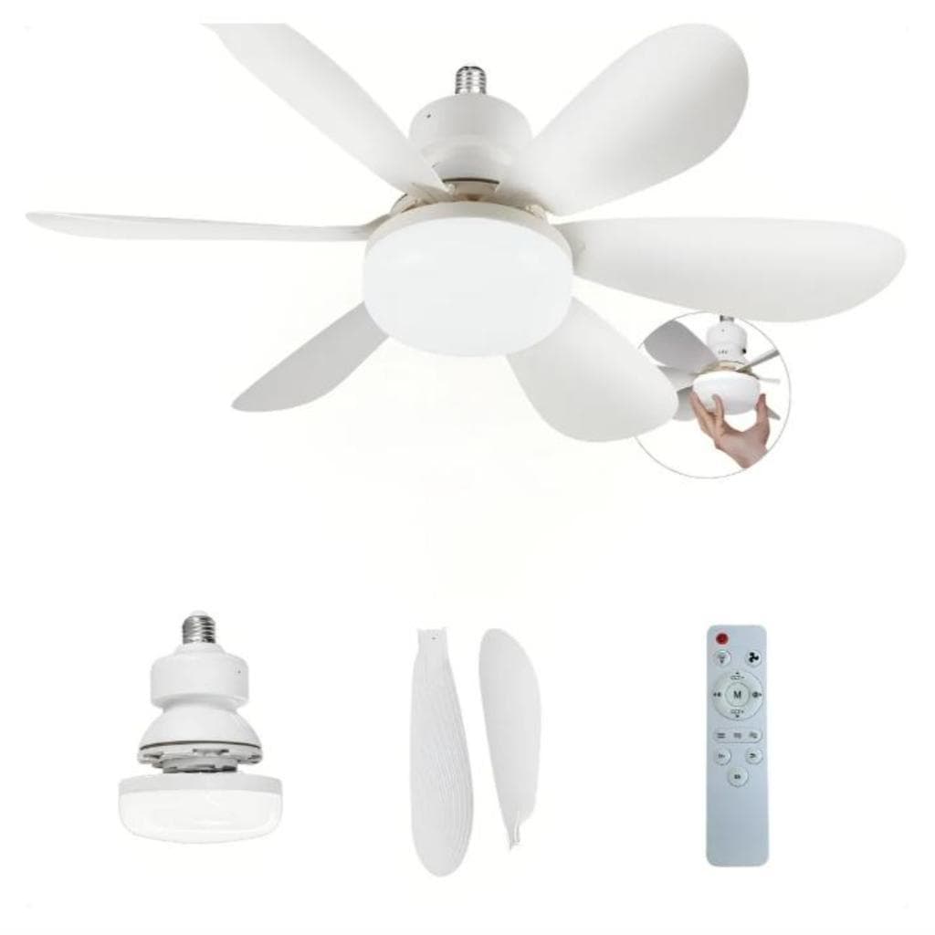 80W/ Ventilador De Teto 6 PAS Wind Light Silent Ponente Controle Remoto Lâmpada Led Silenciosa