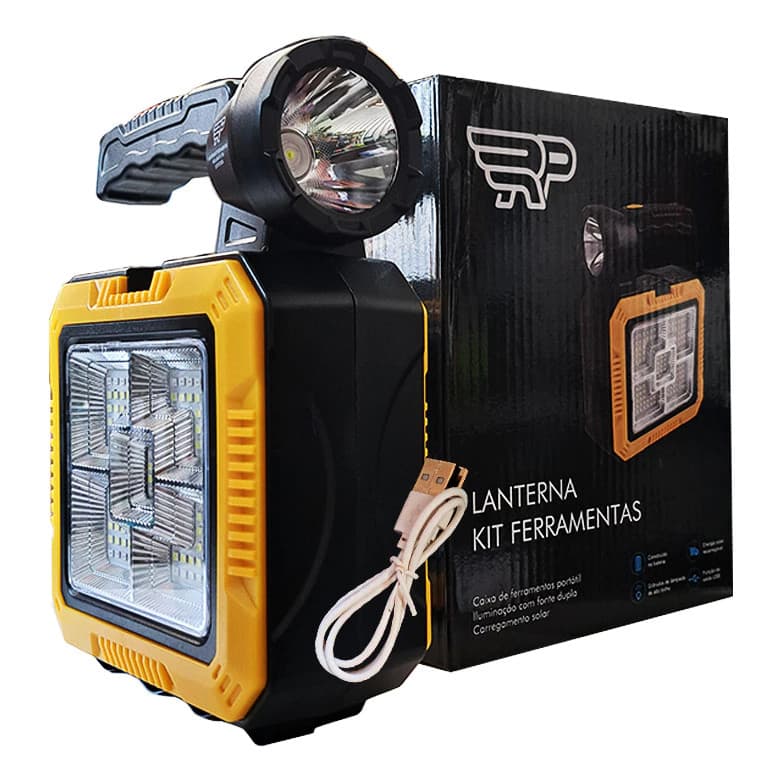 Lanterna Solar LED Poderosa Portátil Carregador USB Acampamento Pesca Ferramenta Mala