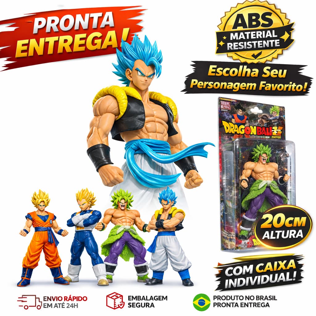 Boneco Dragon Ball 20cm Goku Vegeta Broly Gogeta | Colecionável Anime + Pronta Entrega