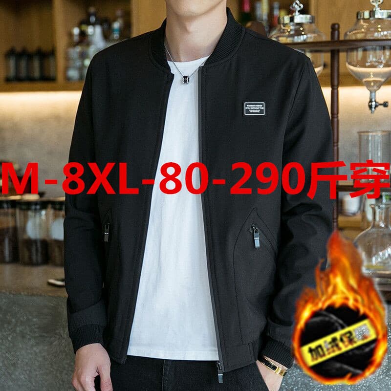 Outono inverno jaqueta Casual masculina plus plus plus gordo uniforme de beisebol gordo solto plus Size jaqueta de berin