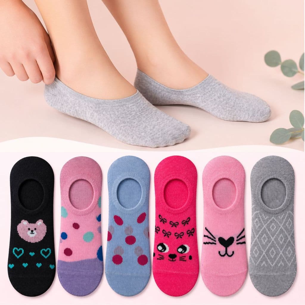Kit Pares de Meias Sapatilha Soquete Invisível Feminino 35-40 com Silicone Antiderrapante Interno