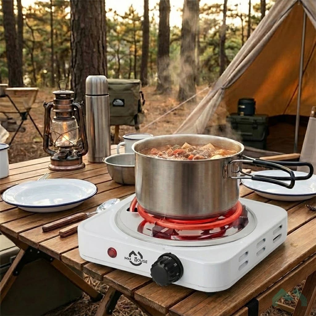 Fogão Elétrico 1 Boca Portátil 1000W MMHouse Espiral Para Camping Viagem e Cozinha - Aquece Rápido