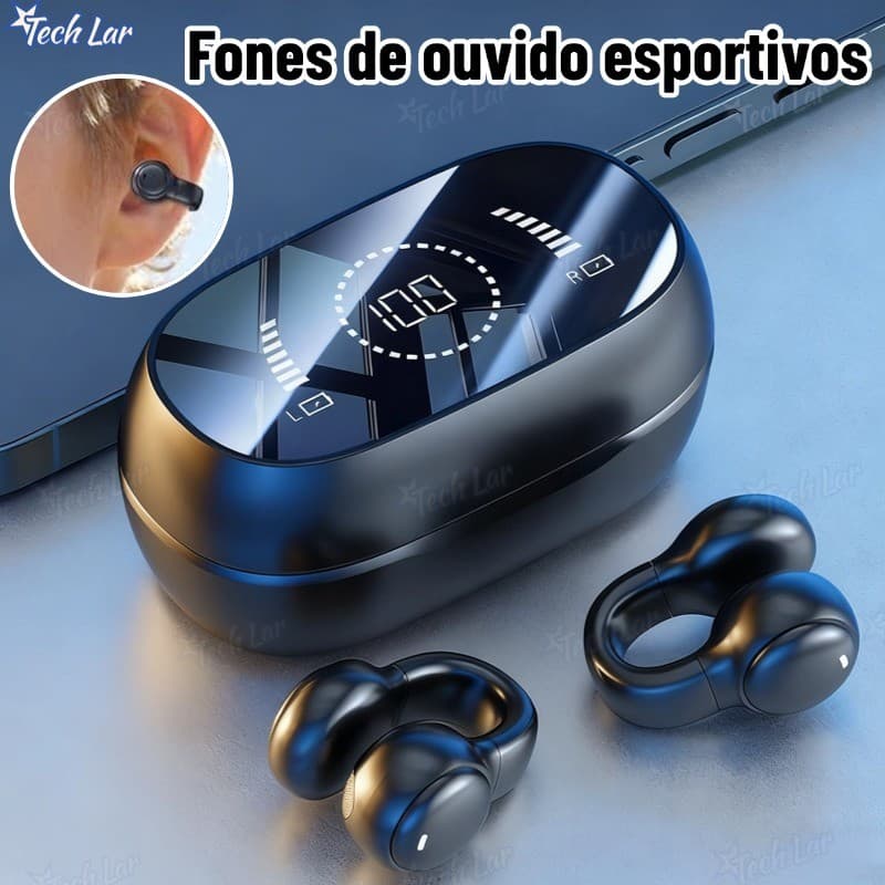 Fone de ouvido de condução óssea com clipe de ouvido sem fio, Fone de Ouvido Bluetooth sem fio-TL