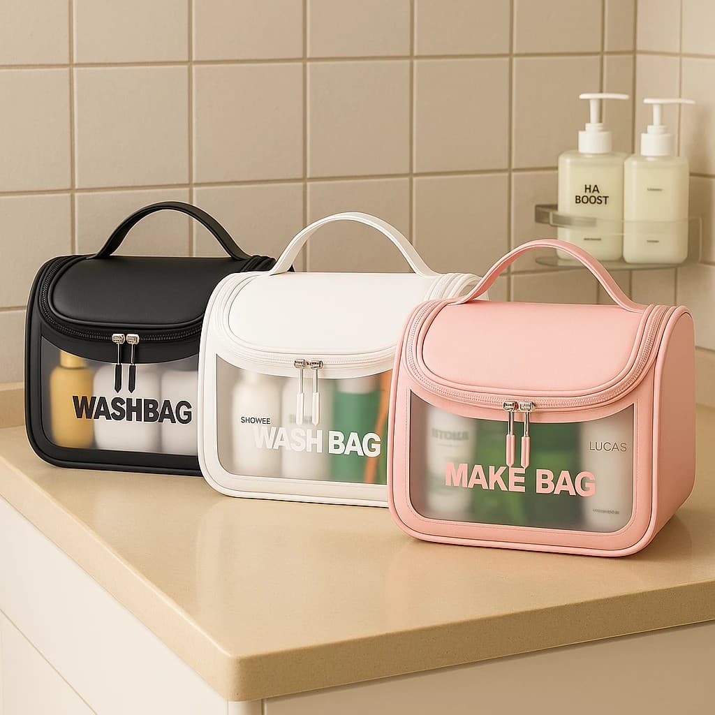 Necessaire Feminina Bolsa Mão Zíper Alça Pessoal Resistente Maquiagem Higiene Acessórios Organizador