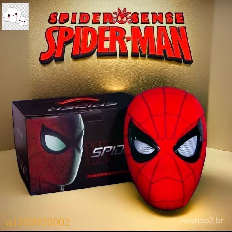 Capacete do Homem-Aranha Olho Móvel Elétrico Máscara Totalmente Automática Boneca Genuína Piscando Capacete Rosto