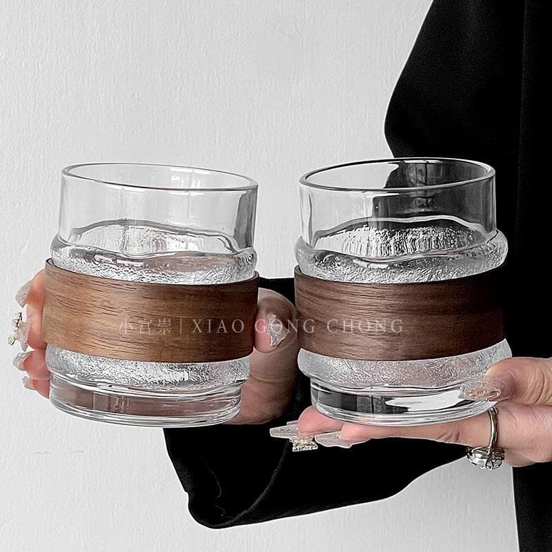 Ins estilo criativo High-End Anti-escaldante capa de bambu pendurado copo de gelo xícara de café copo de vidro doméstico