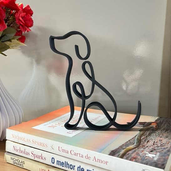 Estatueta Decorativa Cachorro Minimalista - Escultura  Design Moderno