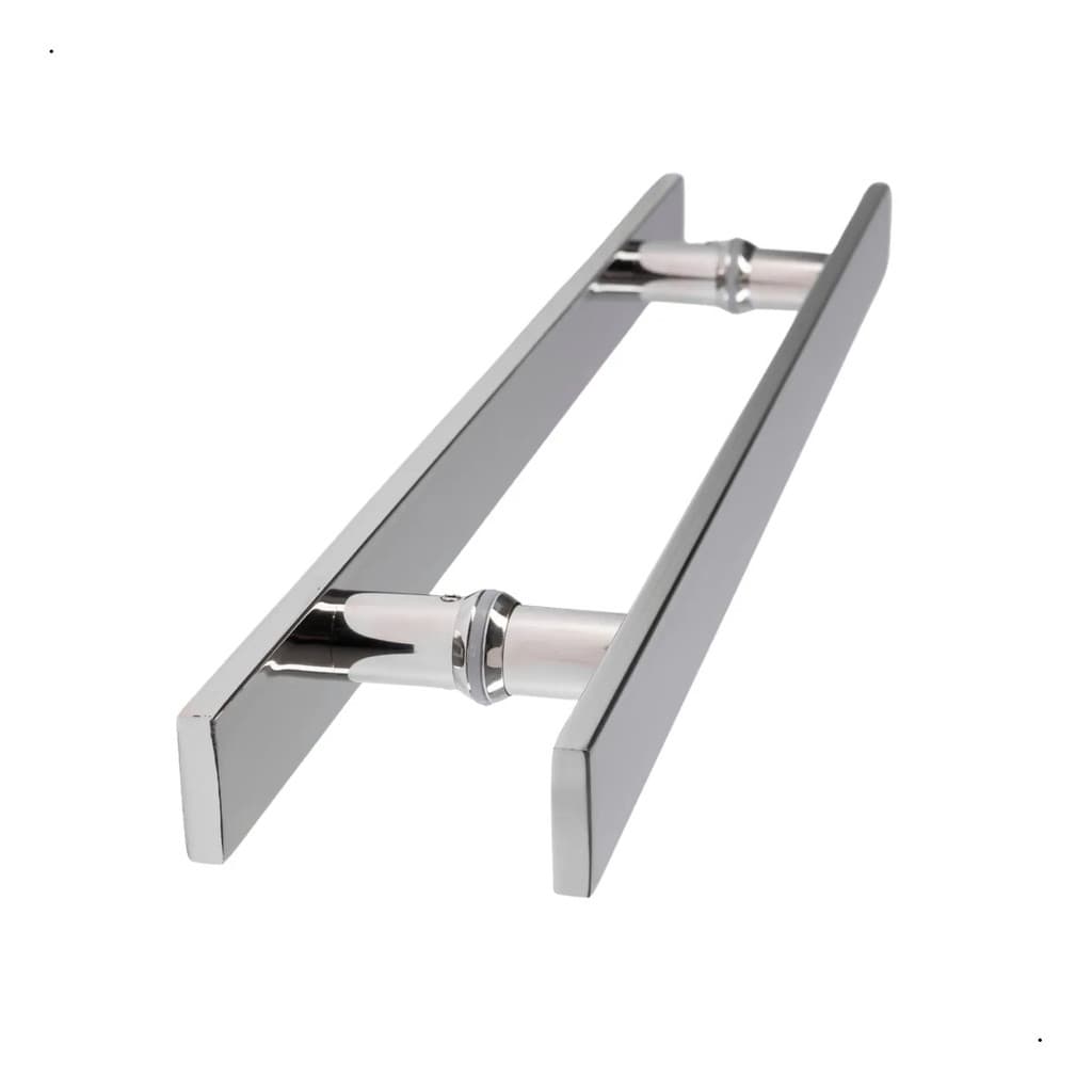 Puxador Inox Para Porta Pivotante Polido Madeira 30cm Duplo