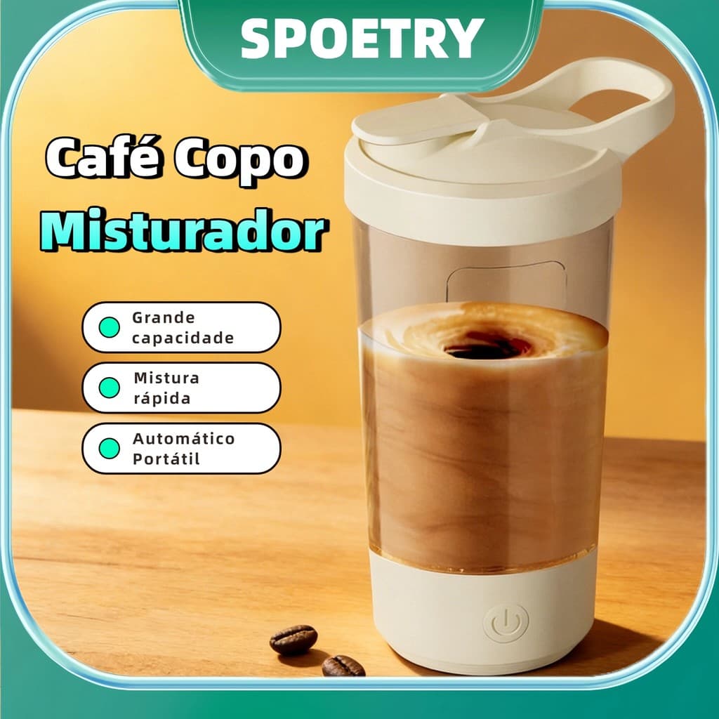 Copo Mixador Mini Portátil 450ml - Shaker para Vitaminas, Shakes e Café, Mistura Rápida e Prática