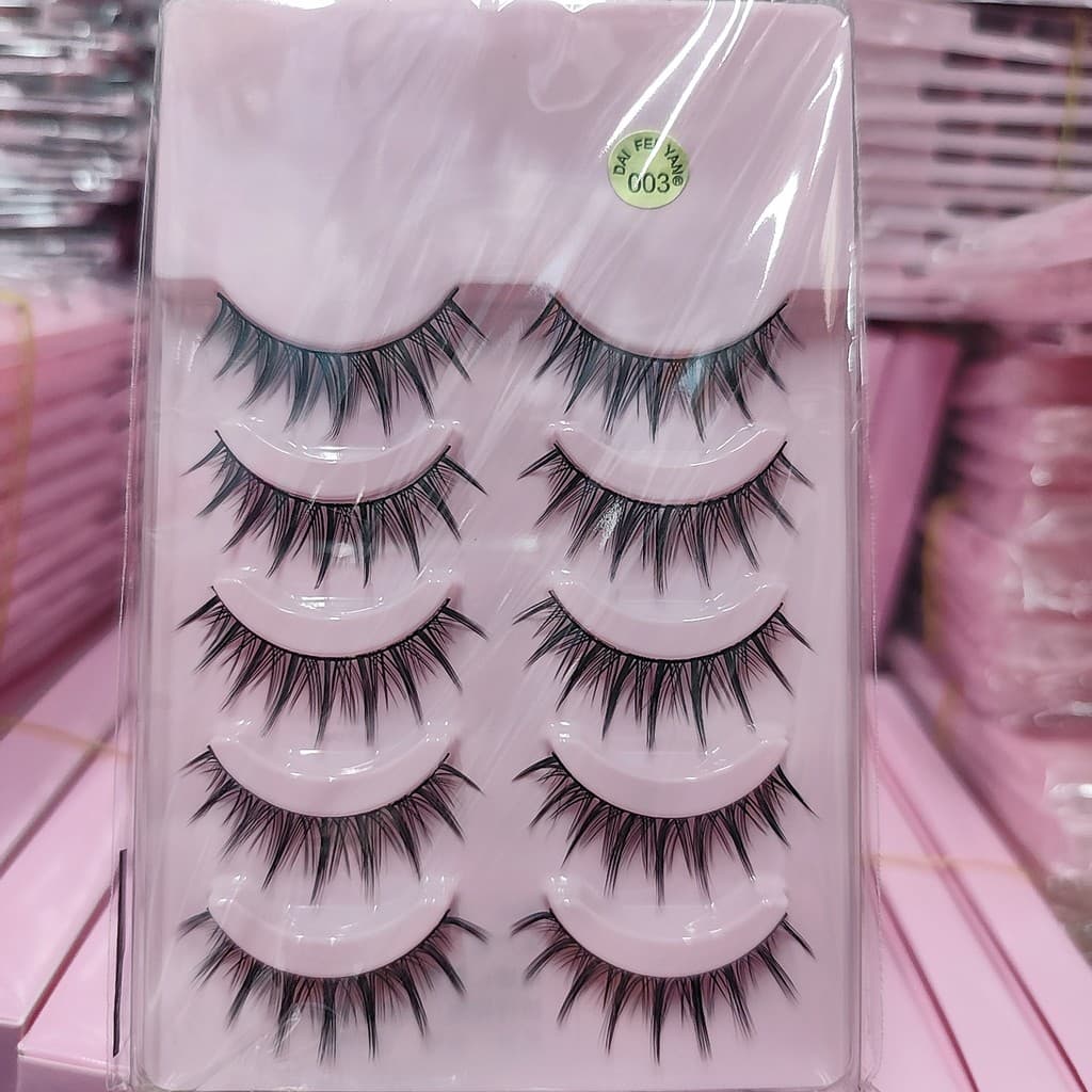 Dife Yan Cílios Postiços Cinco Pares 003 Haste Dura 11mm Natural Criptografado Fada Fishtail Par Cabelo 6 Caixas Frete G
