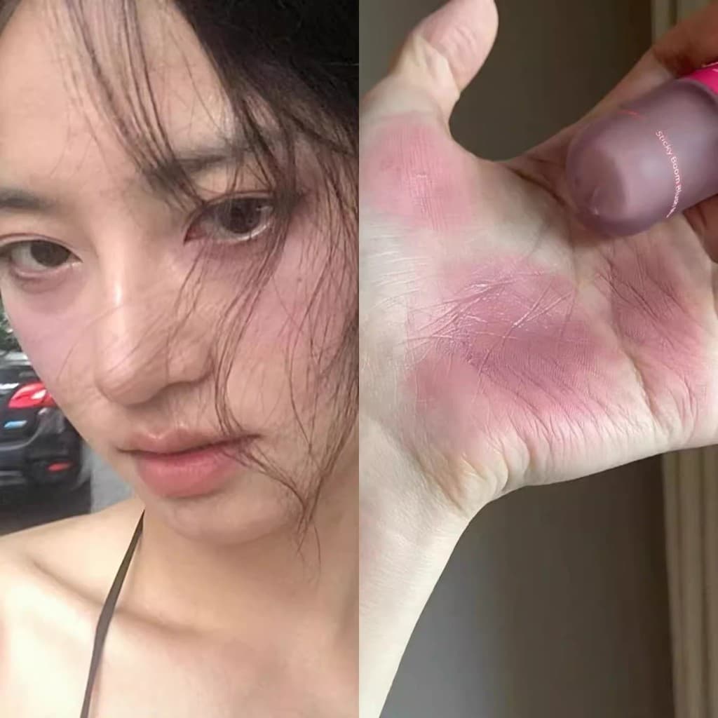 Teto facial leve!Pele de oliva boa tez Blush lama cinza pó seco rosa roxo expansão creme retrátil líquido