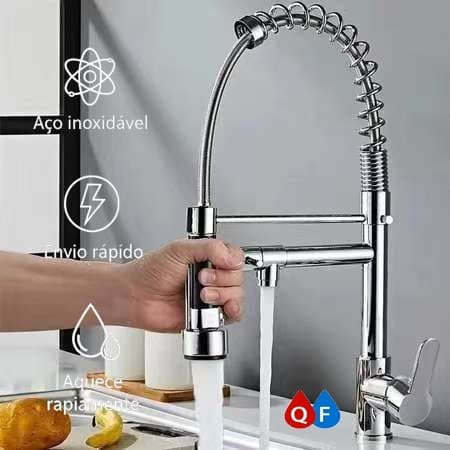 💧 Torneira de Cozinha Gourmet Monocomando de Bancada Cromada com Spray Flexível e Misturador