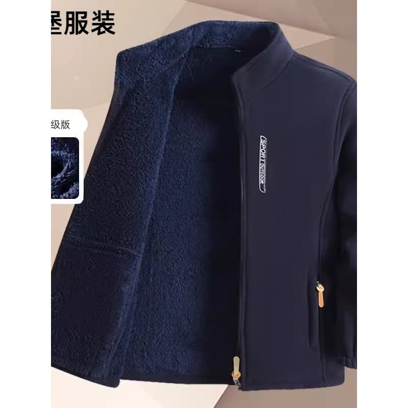 Jaqueta de lã masculina Cardigan jaqueta de lã jaqueta térmica de meia-idade idosos moletom forro de lã casaco de lã de