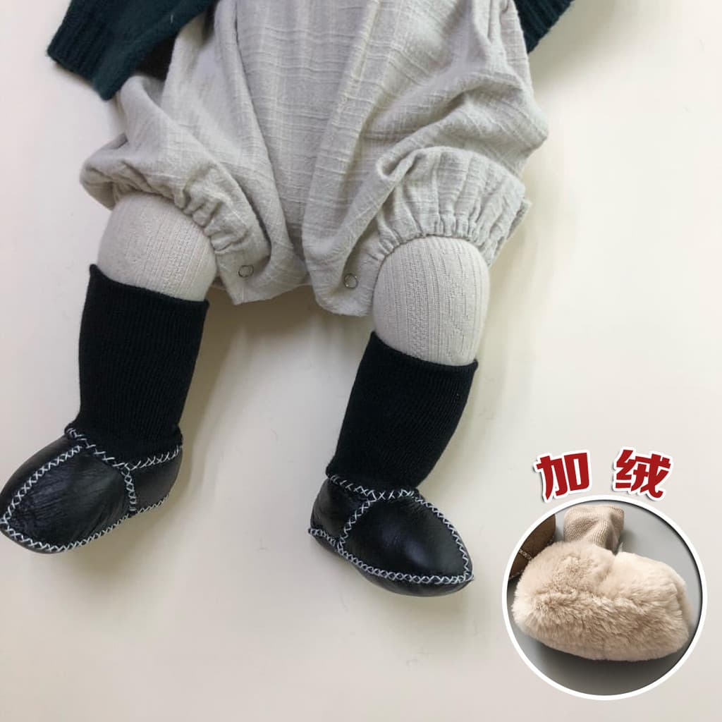 Ins2024 inverno pele integrada meias de bebê sapatos 0-1 anos de idade quente respirável sapatos da criança sola macia A