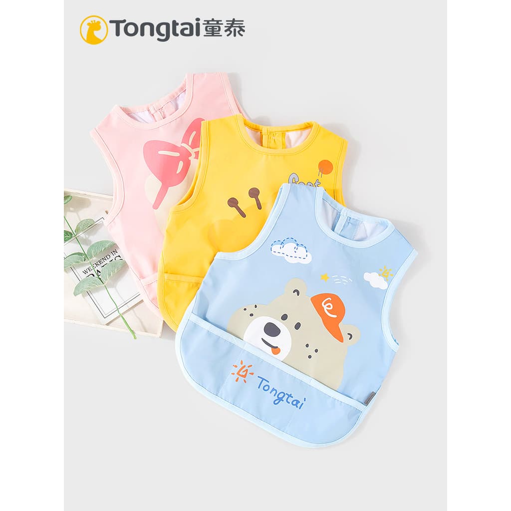 Tongtai novo estilo verão bebê sem mangas macacão à prova dwaterproof água pintura do jardim de infância comer Anti-sujo