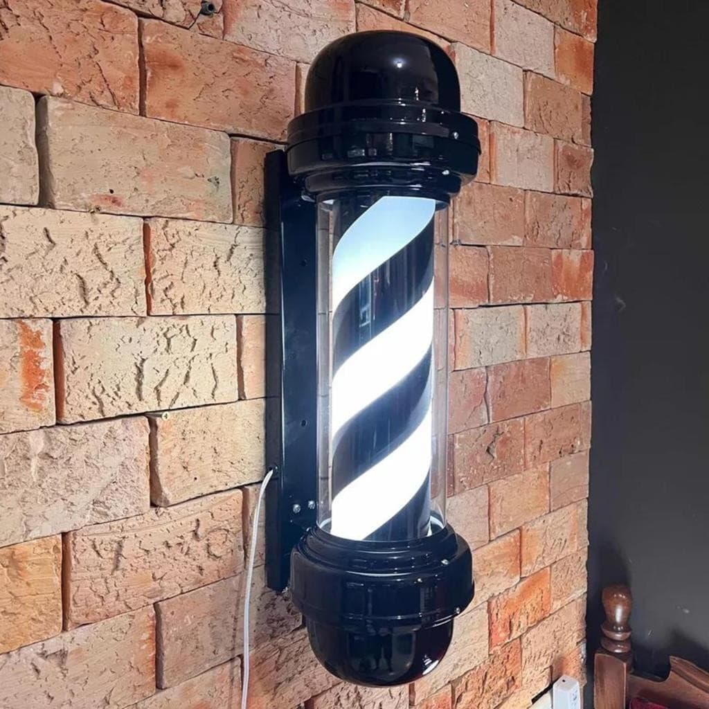 Barber Pole Poste Barbeiro Todo Preto 65cm sem Globo
