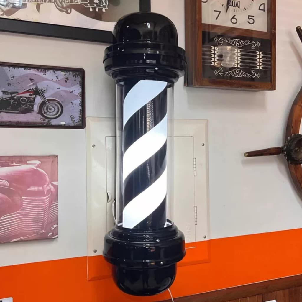 Barber Pole Todo Preto Megan 65cm