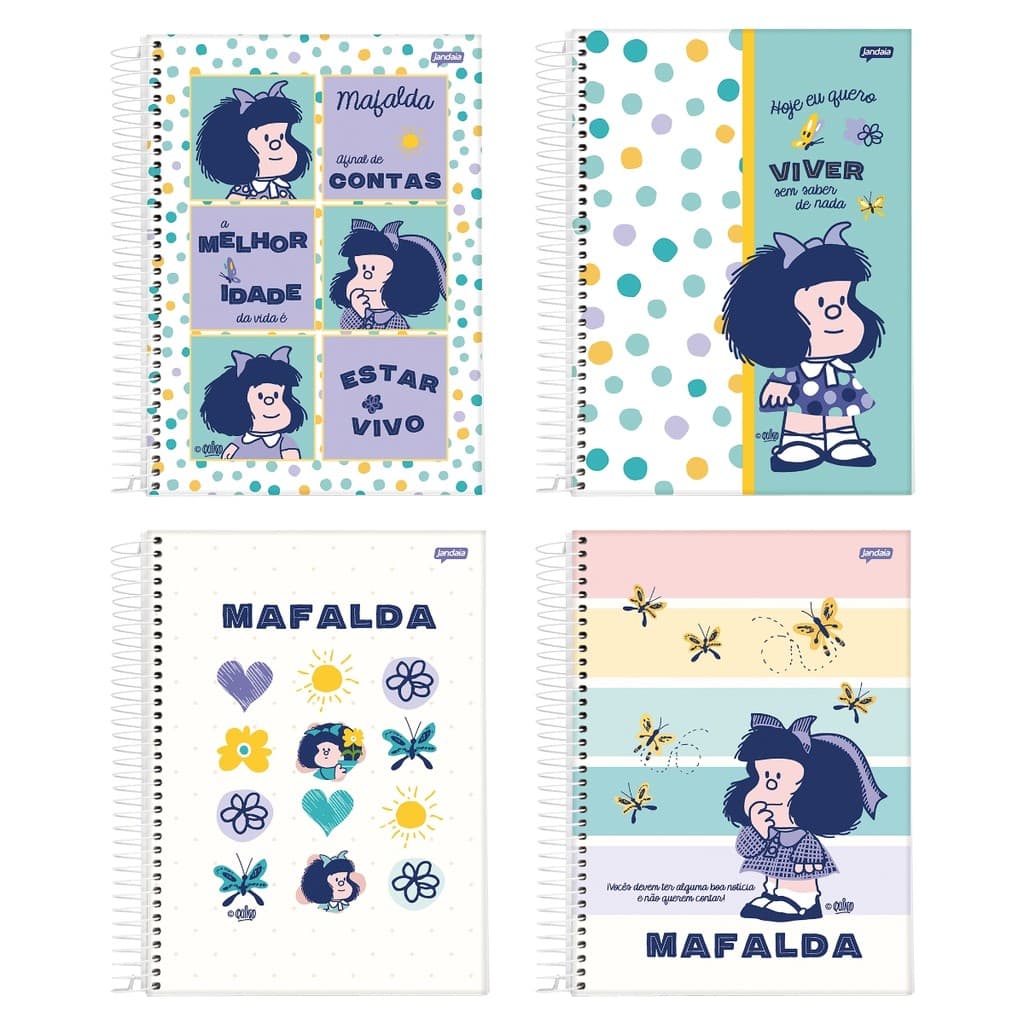 Caderno Capa Dura 1/4 Tema Mafalda Infantil Folha Pautada