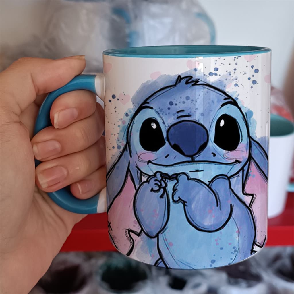 Caneca de Porcelana Personalizada Lilo e Stitch Ohana Vários modelos